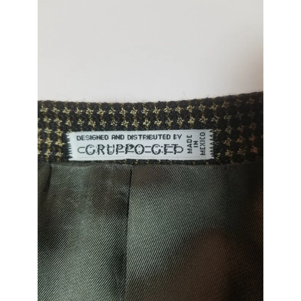 Louis Feraud Micro Check Black/Tan Wool & Silk 2‎ Button Front Blazer 48L Career